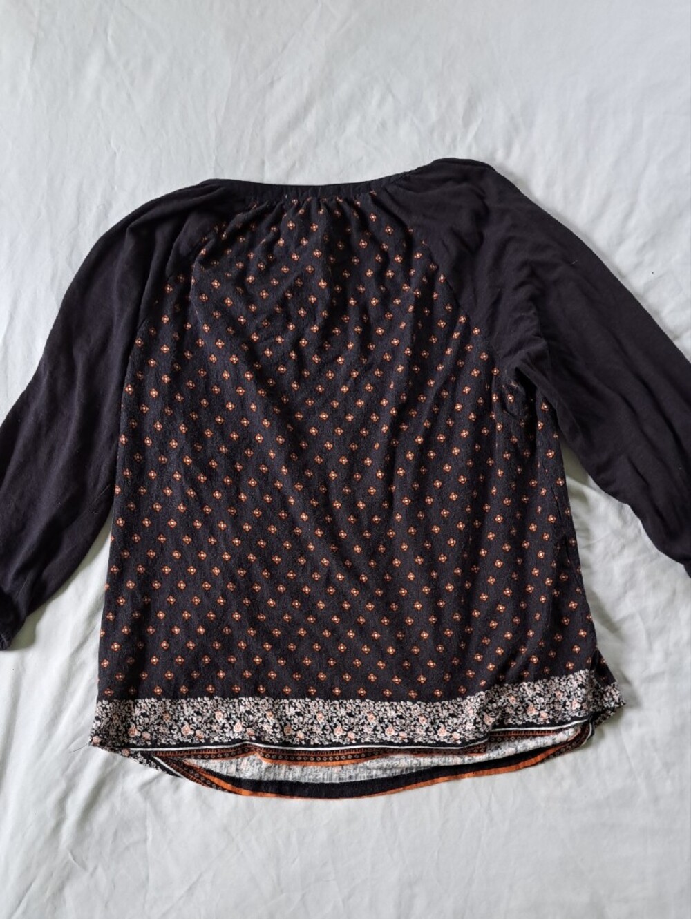 ​Vintage America Blues Boho Floral Embroidered Peasant Long Sleeve Shirt Size L - Picture 9 of 12